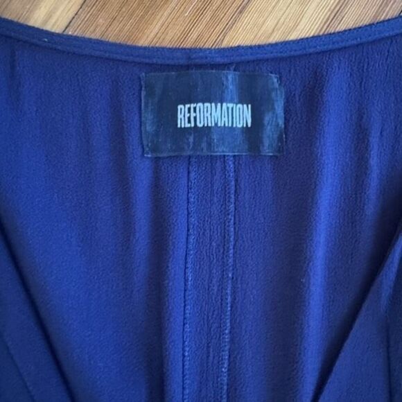 Reformation Misha Dress w/ Pockets in Blue Marine Size 2 - Picture 6 of 7